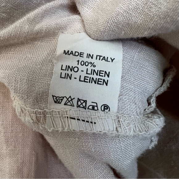 Lea Linen Mini Dress Oatmeal Beige Small Lagenlook Beach Travel Coastal Resort - Picture 5 of 5